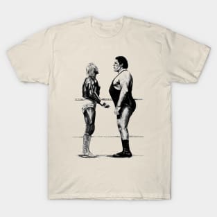 Andre the Giant vs Hulk Hogan - Canvas Texture T-Shirt